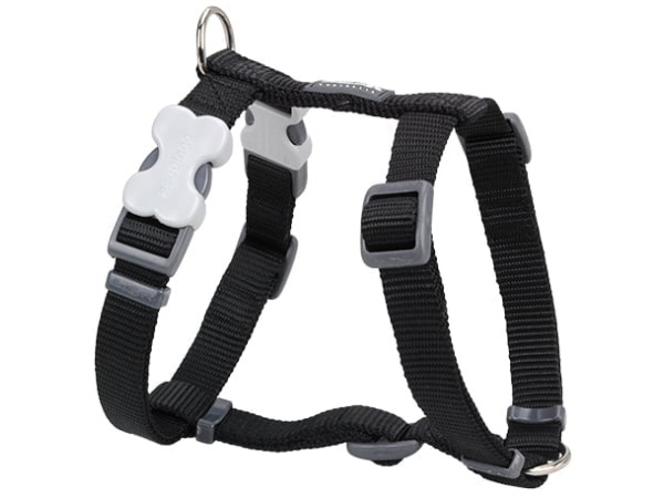 Rotes Dingo-Geschirr, klassisch schwarz, 25-39cm/12mm
