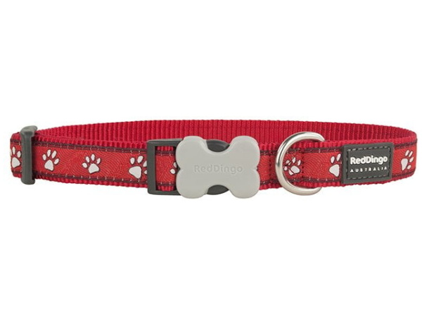 Rotes Dingo Halsband, rote Pfoten, 24-36cm/15mm