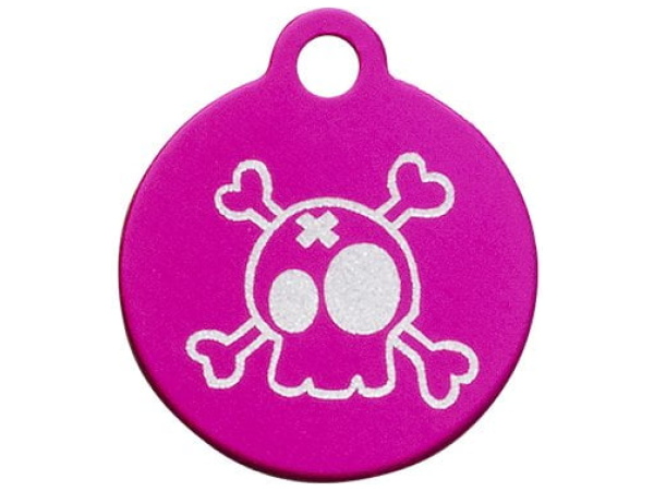 iMARC Small Pink Circle, Cartoon Style Skull & Crossbones