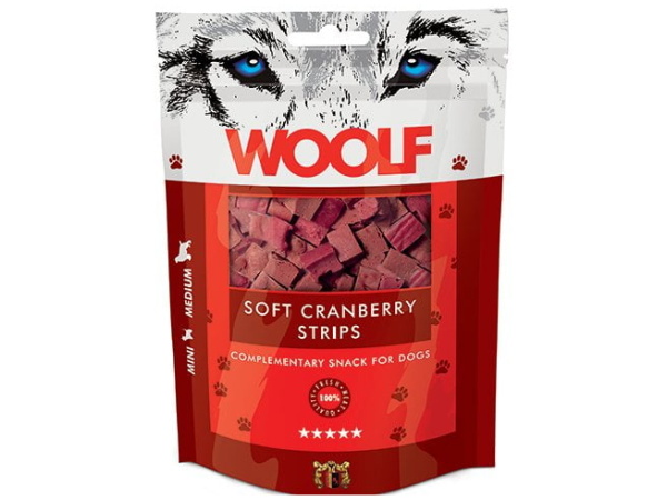 Woolf Soft Cranberry Strips 100g