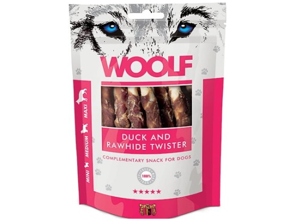 Woolf Duck And Rawhide Twister 100g