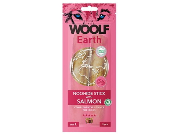 Woolf Earth Noohide sticks salmon L, 2pcs.