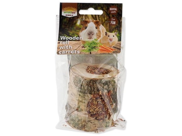 Nature Land NIBBLE træ rulle med gulerod, 150g