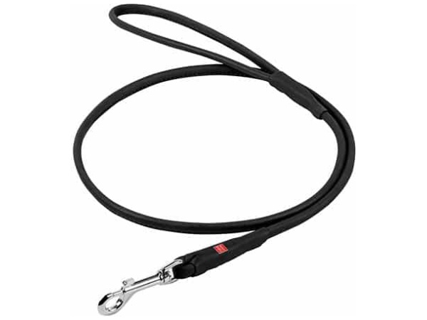 Waudog Soft round-stitched leather guide line, 122cm / 10mm, black