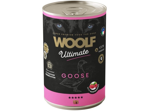 Woolf Ultimate Vådfoder, Goose with Raspberry, 400g