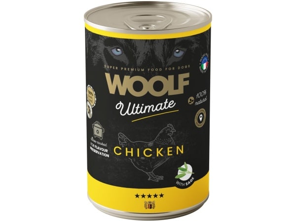 Woolf Ultimate Wet Food, Pollo con Salvia, 400g