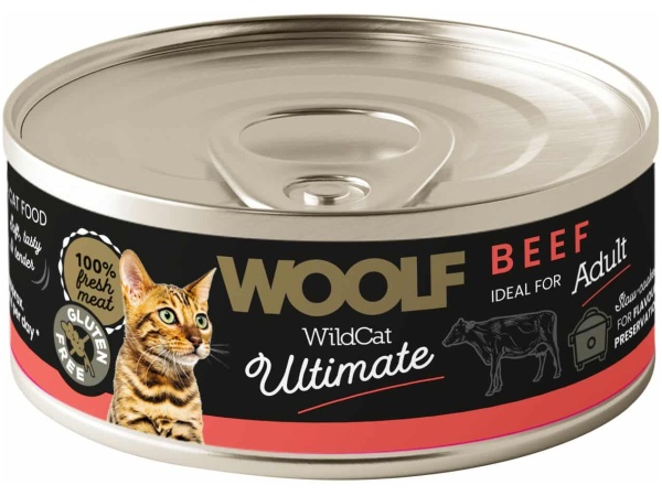 Woolf WildCat Ultimate Vådfoder, Beef, 85g