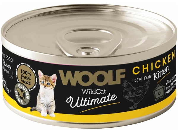 Woolf WildCat Ultimate Wet Food Kitten, Pollo, 85g