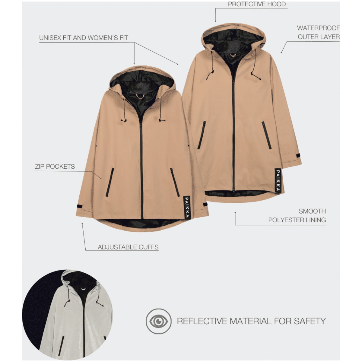 Paikka Human Rain Jacket, Taupe, Damen – Bild 6