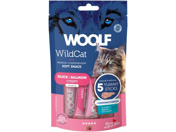 Woolf Wildcat Cream 5 Stück, Ente & Lachs + Oligosaccharide
