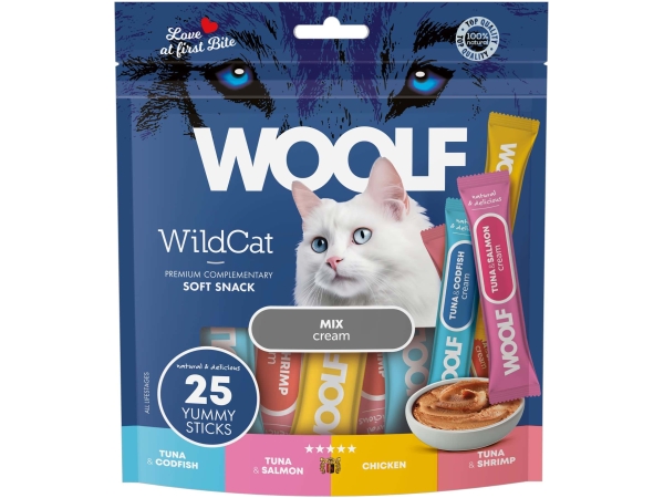 Woolf Wildkatzencreme 25 Stück – Geschmacksrichtung Mix
