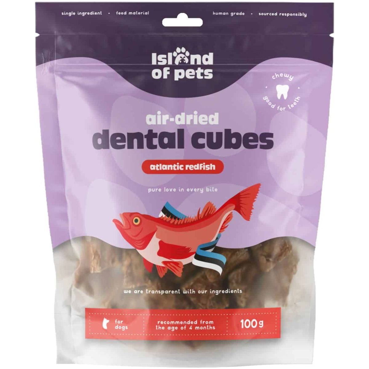 Island of Pets, Cubetti dentali di scorfano atlantico essiccati all'aria