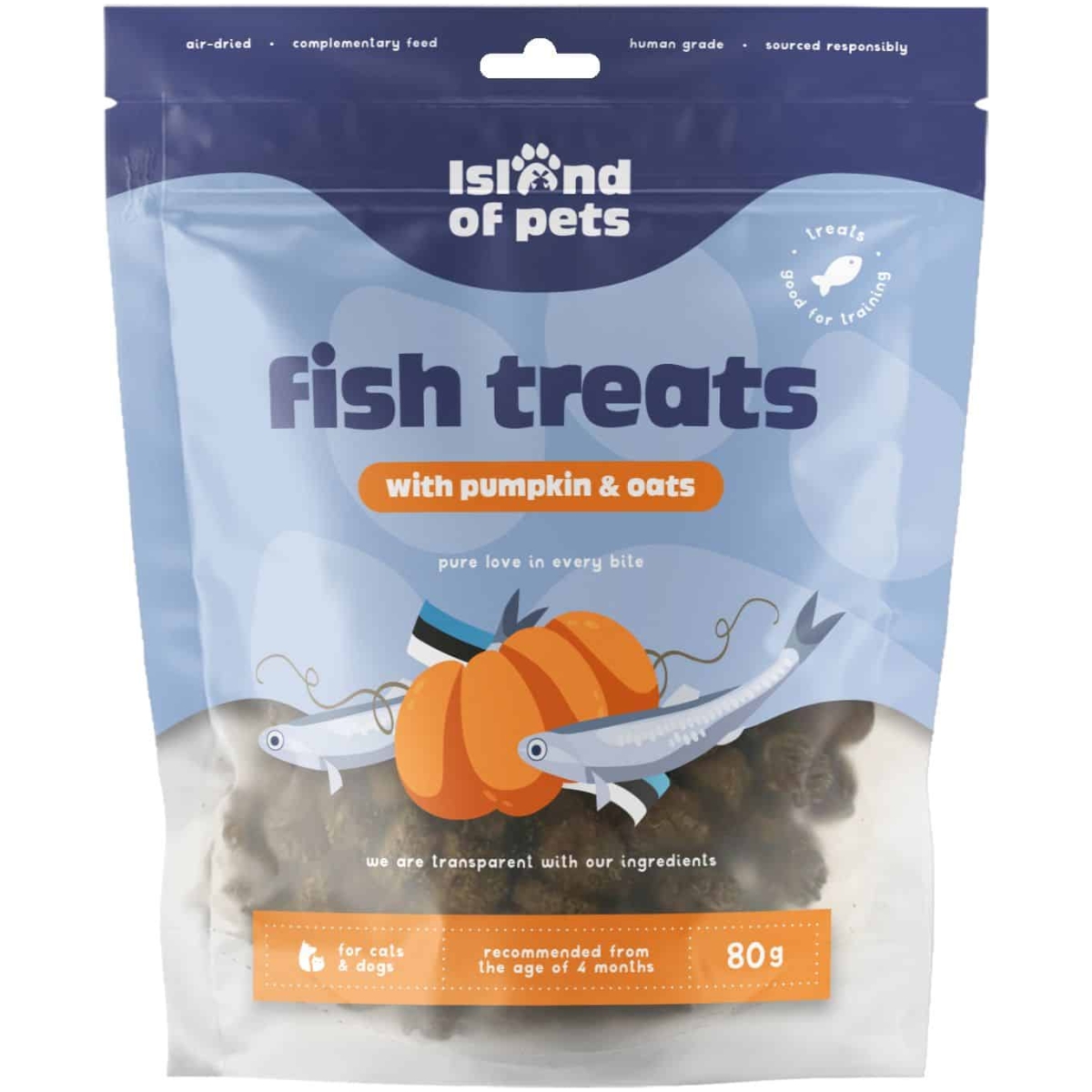 Island of Pets, Bocconcini di pesce con zucca e avena, 80g