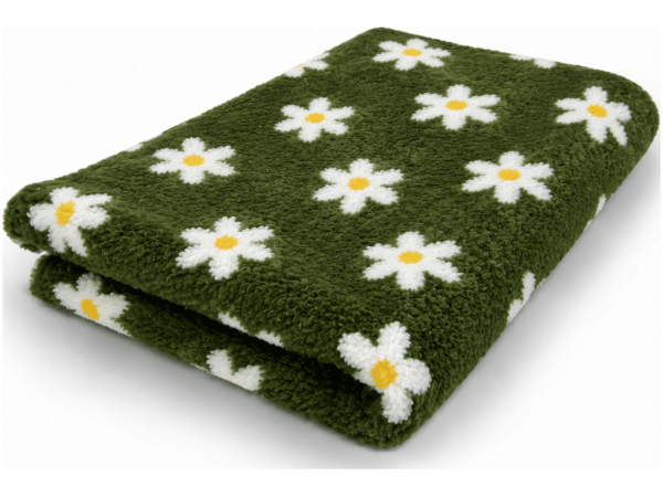 Vet Bed non-slip, 75x100cm, 22mm, Green with flowers