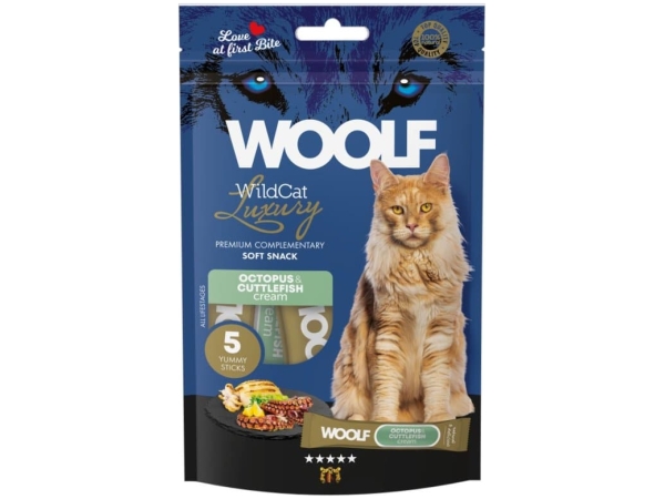 Woolf Wildcat Luxury Cat Cream 5 stk, Octopus With Cuttlefish