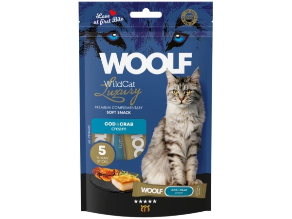 Woolf Wildcat Luxury Cat Cream 5 stk, Cod With Crab