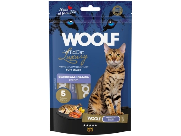 Woolf Wildcat Luxury Cat Cream 5 stk, Seabream With Gamba