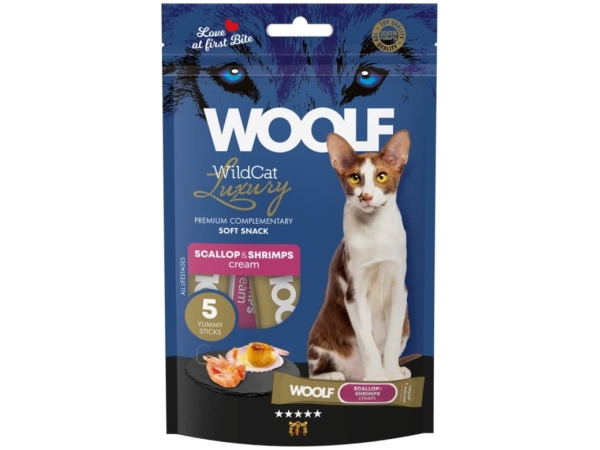 Woolf Wildcat Luxury Cat Cream 5 stk, Scallop and Shrimps