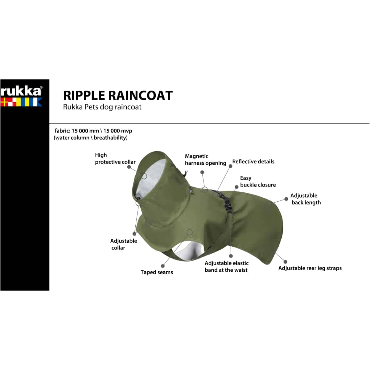 Rukka Ripple Regnfrakke Mørk Grøn - Billede 10
