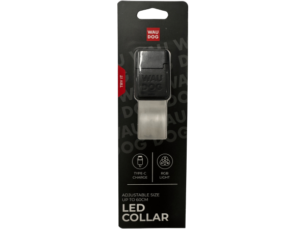 Collare luminoso per cani WAUDOG LED, RGB, Type-C, regolabile, larghezza 25 mm, lunghezza 60 cm